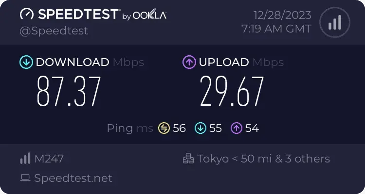 使用 FastestVPN 連線日本的測速